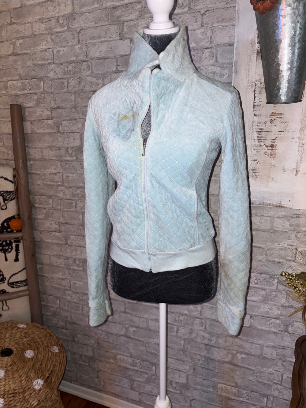 Juicy Couture Mint Quilted Zip-Up Bomber Jacket